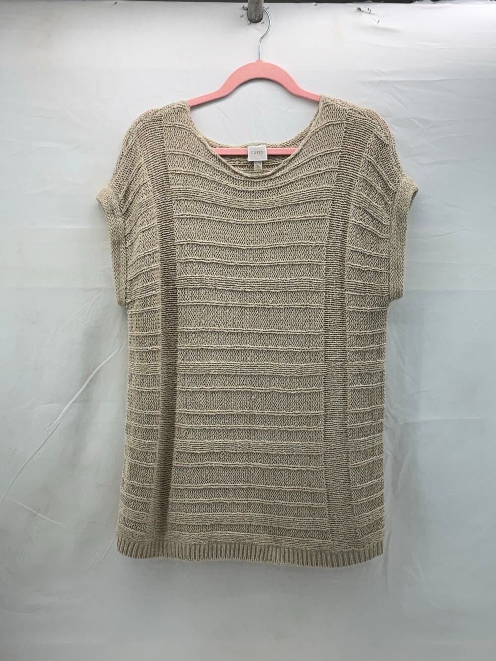Cupio tan short sleeve long lightweight sweater XL